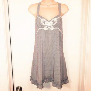 Rebecca Taylor Silk Appliqué Seersucker Sleeveless Dress Sz S Sundress